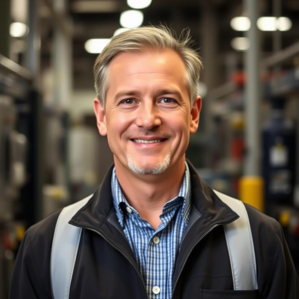 Portret dyrektora produkcji zadowolonego z efektów wdrożenia filmów BHP