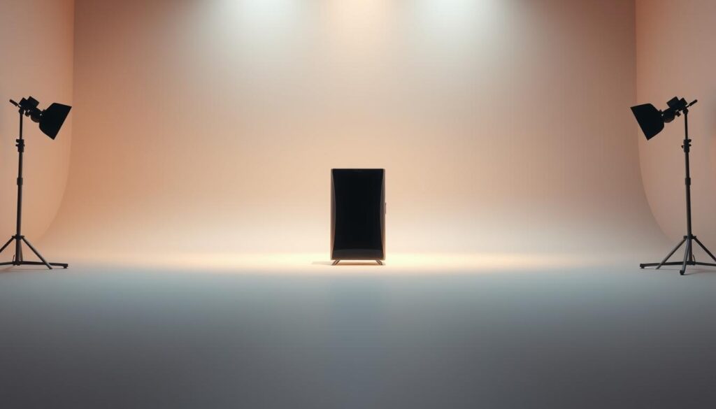 A professional, high-quality product film created with AI technology. A sleek, modern product standing prominently in the center, captured in a well-lit, studio-style setting. The product is showcased against a smooth, gradient background, allowing it to take center stage. Subtle cinematic lighting from multiple angles highlights the product's design details and materials. The overall mood is elegant, sophisticated, and showcases the product's key features in an impactful, visually engaging way.