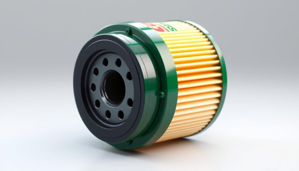 Generuj obraz produktu technicznego, takiego jak filtr Castrol, w animacji 3D.