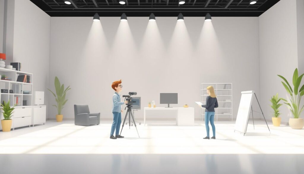 Generuj obrazek przedstawiający firmę produkującą film korporacyjny z animacją 3D